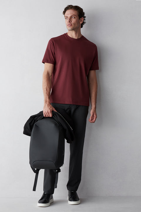 Dark Burgundy Crew Neck Regular Fit Cotton Basic T-shirt