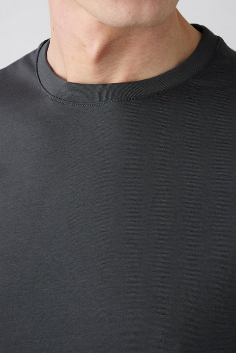 Dark Anthracite Crew Neck Regular Fit Cotton Basic T-Shirt