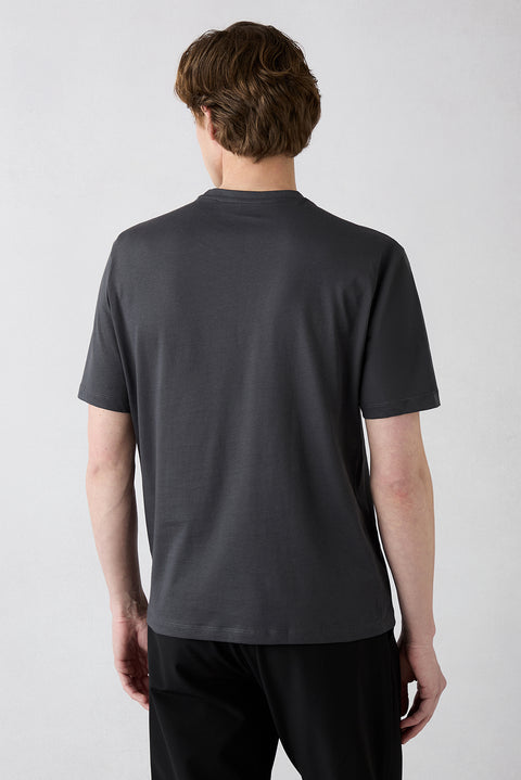 Dark Anthracite Crew Neck Regular Fit Cotton Basic T-Shirt
