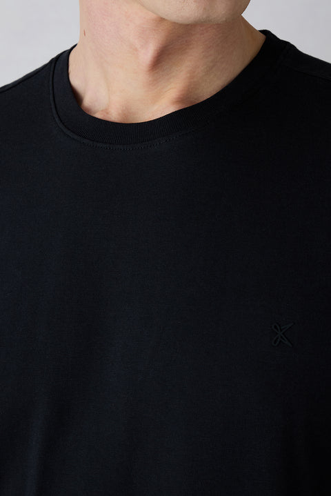 Black-Black Crew Neck Regular Fit 100% Cotton 2-Pack Basic T-Shirt Set