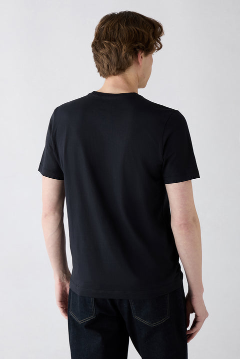 Black-Black Crew Neck Regular Fit 100% Cotton 2-Pack Basic T-Shirt Set