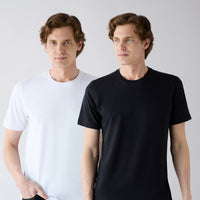 Black and White Crew Neck Regular Fit 100% Cotton 2-Pack Basic T-Shirt Set