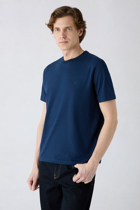 Navy-Navy Crew Neck Regular Fit 100% Cotton 2-Pack Basic T-Shirt Set