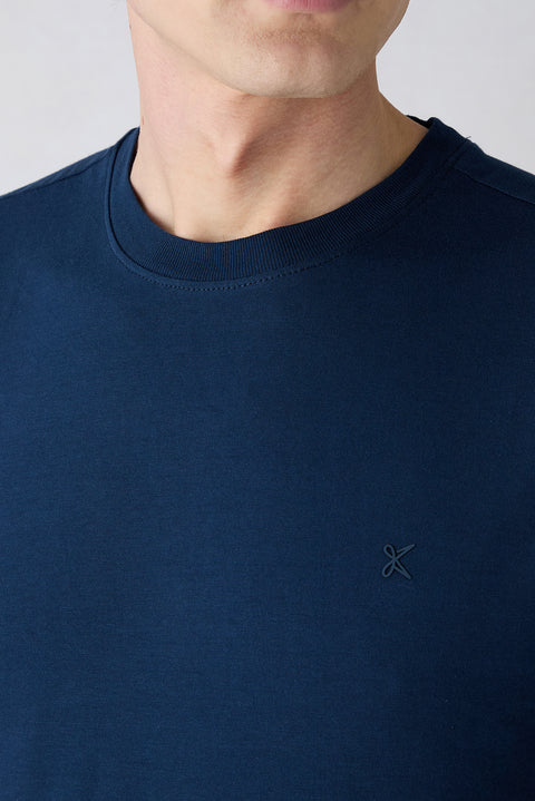 Navy-Navy Crew Neck Regular Fit 100% Cotton 2-Pack Basic T-Shirt Set