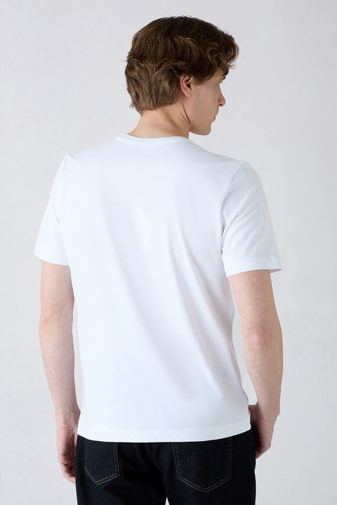 Beyaz-Beyaz Bisiklet Yaka Regular Fit %100 Pamuk 2'li Paket Basic Tişört Seti