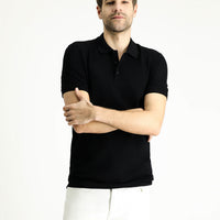 Black Slim Fit Embroidered Cotton Polo Shirt