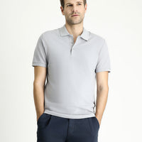 Medium Grey Slim Fit Embroidered Cotton Polo Shirt