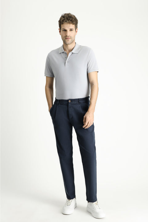 Medium Grey Slim Fit Embroidered Cotton Polo Shirt