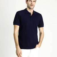 Dark Navy Slim Fit Embroidered Cotton Polo Shirt