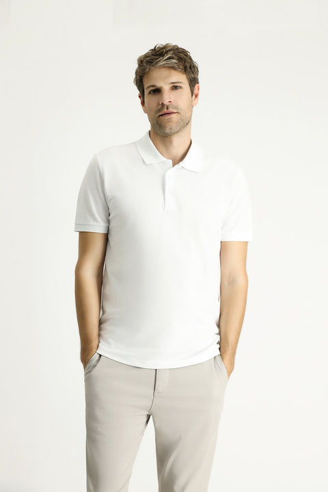 White Slim Fit Embroidered Cotton Polo Shirt