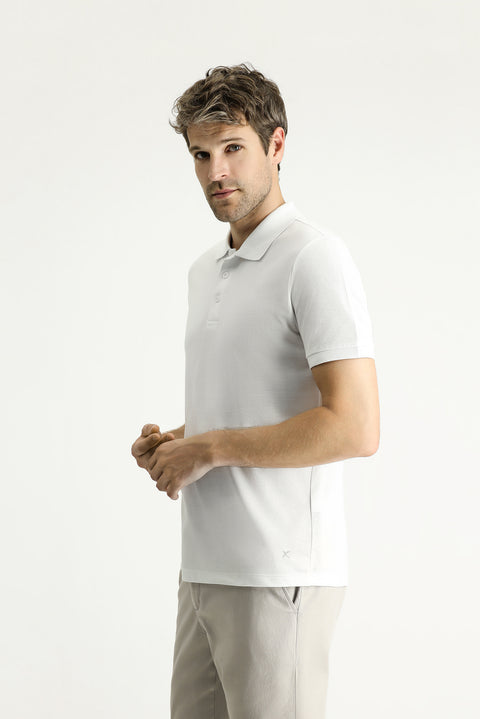 White Slim Fit Embroidered Cotton Polo Shirt