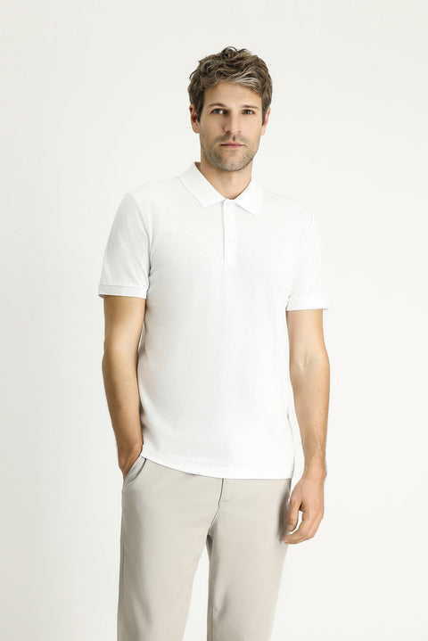 White Slim Fit Embroidered Cotton Polo Shirt