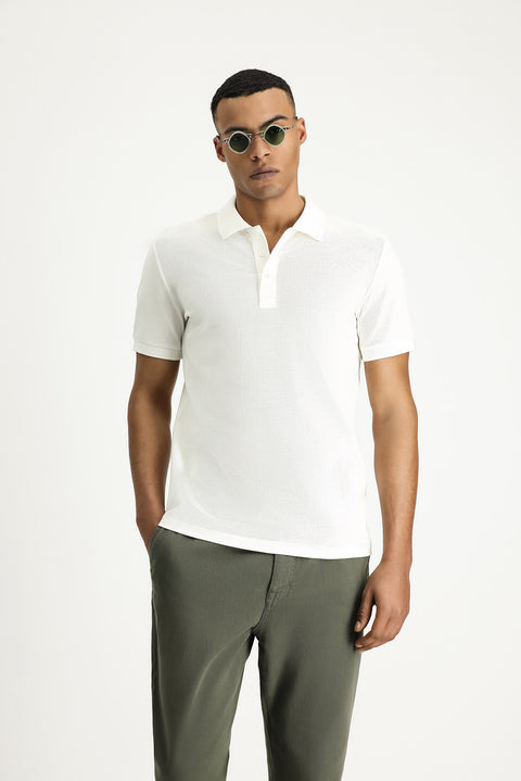 Off-white Slim Fit Embroidered Cotton Polo Shirt