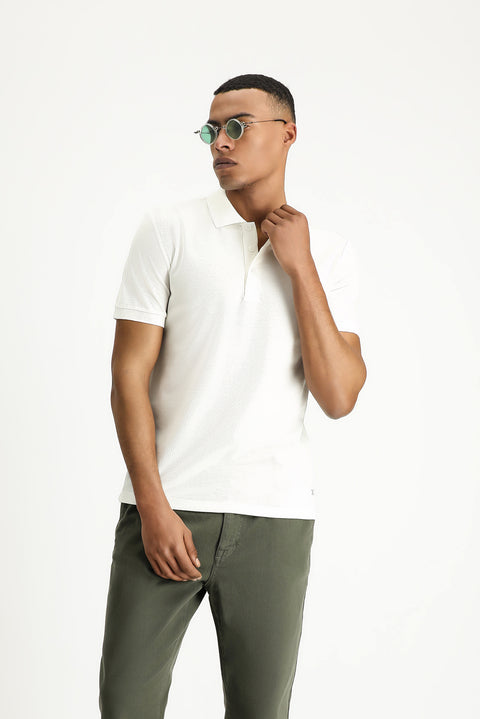 Off-white Slim Fit Embroidered Cotton Polo Shirt