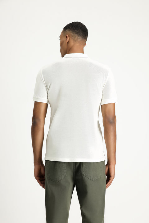 Off-white Slim Fit Embroidered Cotton Polo Shirt