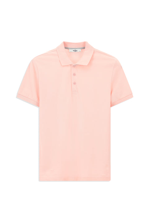 Dusty Pink Slim Fit Embroidered Cotton Polo Shirt