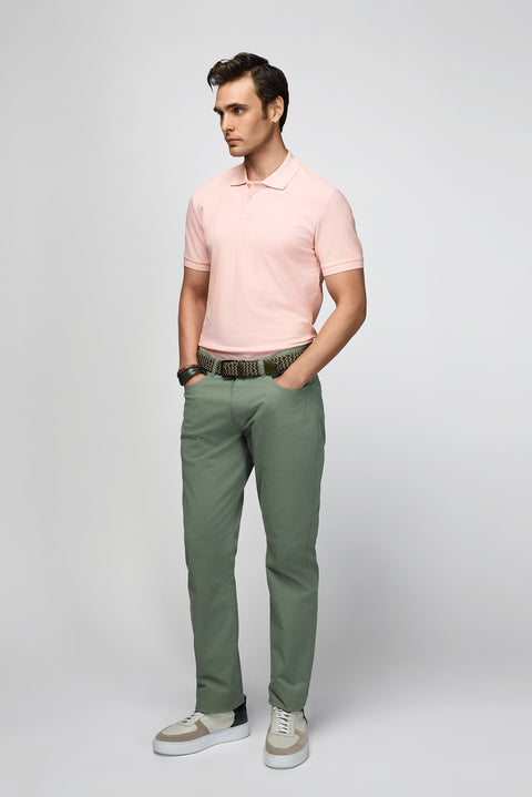 Dusty Pink Slim Fit Embroidered Cotton Polo Shirt