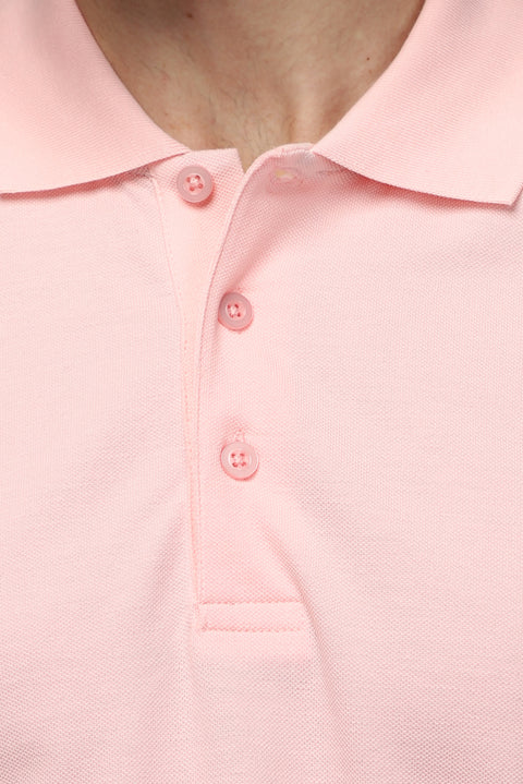 Dusty Pink Slim Fit Embroidered Cotton Polo Shirt