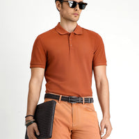 Cinnamon Slim Fit Embroidered Cotton Polo Shirt