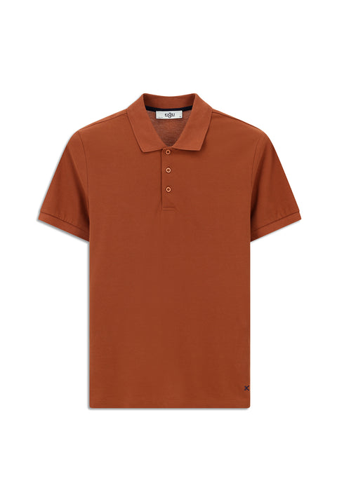 Cinnamon Slim Fit Embroidered Cotton Polo Shirt