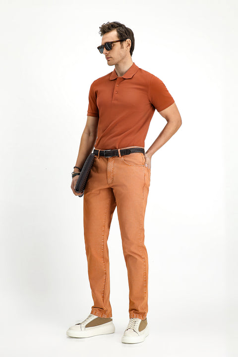 Cinnamon Slim Fit Embroidered Cotton Polo Shirt