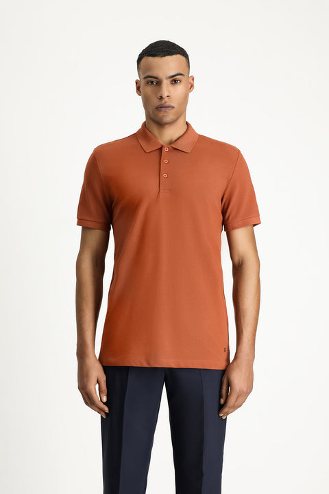 Cinnamon Slim Fit Embroidered Cotton Polo Shirt