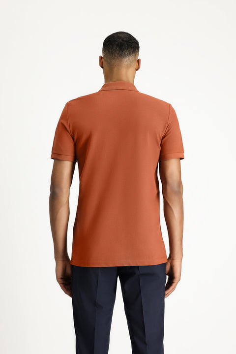 Cinnamon Slim Fit Embroidered Cotton Polo Shirt