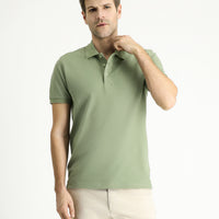 Forest Green Slim Fit Embroidered Cotton Polo Shirt