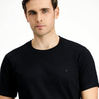 Black Crew Neck Slim Fit Narrow Cut Cotton T-Shirt