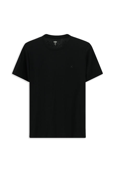 Black Crew Neck Slim Fit Narrow Cut Cotton T-Shirt