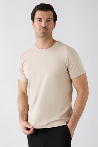  Taş Bisiklet Yaka Slim Fit Yumuşak Dokulu Pamuklu Likralı Esnek Tişört