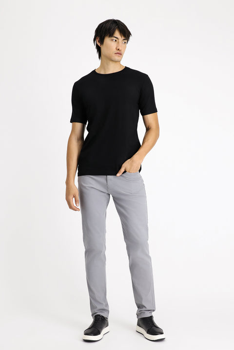 Black Crew Neck Slim Fit Narrow Cut Cotton T-Shirt