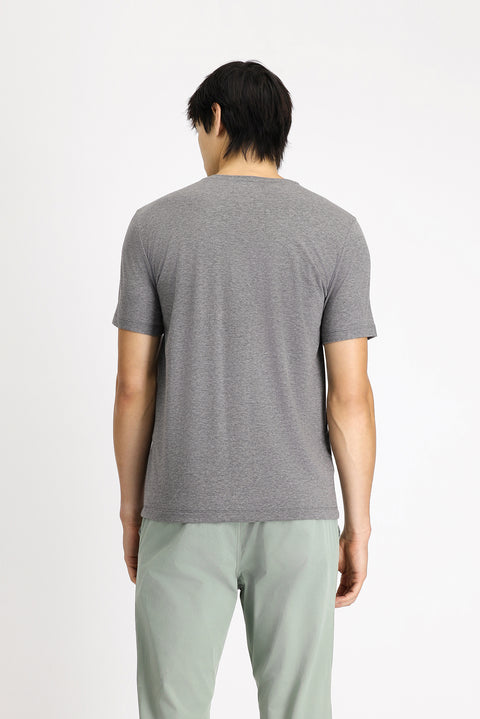 Dark Anthracite Melange Crew Neck Slim Fit Narrow Cut Cotton T-Shirt