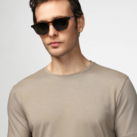 Medium Mink Crew Neck Slim Fit Narrow Cut Cotton T-Shirt