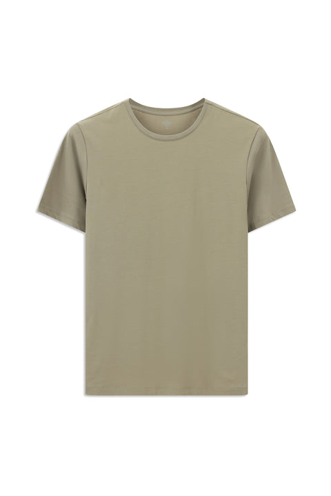 Medium Mink Crew Neck Slim Fit Narrow Cut Cotton T-Shirt