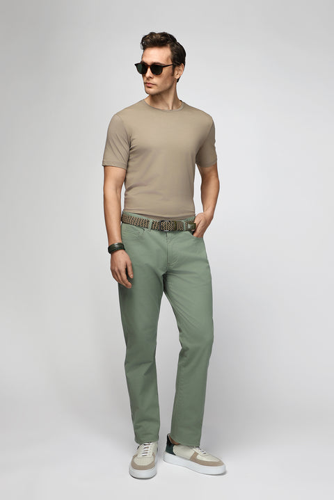 Medium Mink Crew Neck Slim Fit Narrow Cut Cotton T-Shirt