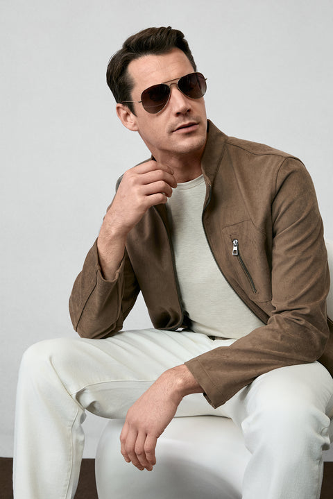 Açık Bej Melanj Bisiklet Yaka Slim Fit Süprem Pamuklu Basic Tişört