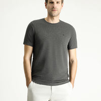 Dark Anthracite Melange Crew Neck Slim Fit Narrow Cut Supreme Cotton T-Shirt