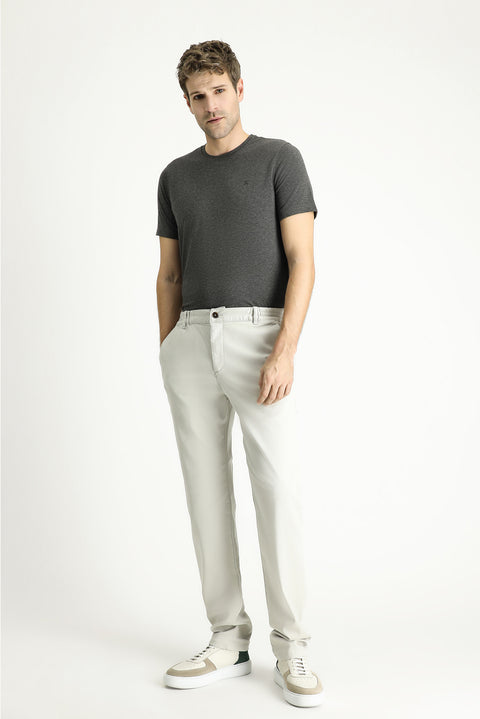 Dark Anthracite Melange Crew Neck Slim Fit Narrow Cut Supreme Cotton T-Shirt