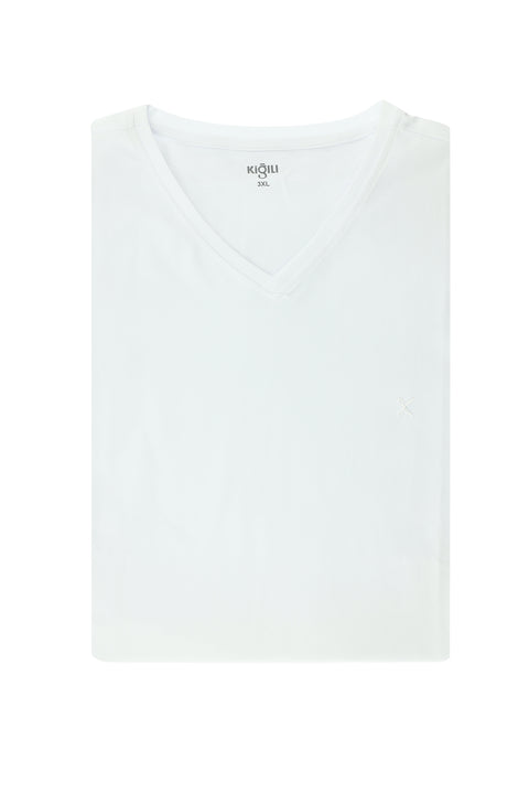 White Plus Size V-Neck Supreme Cotton T-Shirt