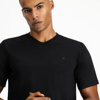 Black V-Neck Slim Fit Narrow Cut Supreme Cotton Basic T-Shirt