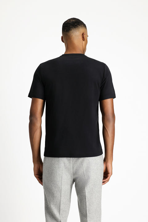 Black V-Neck Slim Fit Narrow Cut Supreme Cotton Basic T-Shirt
