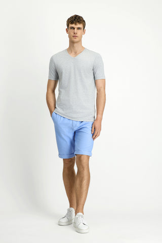  Açık Gri Melanj V Yaka Slim Fit Dar Kesim Süprem Pamuklu Basic Tişört