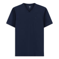 Dark Navy V-Neck Slim Fit Narrow Cut Supreme Cotton Basic T-Shirt