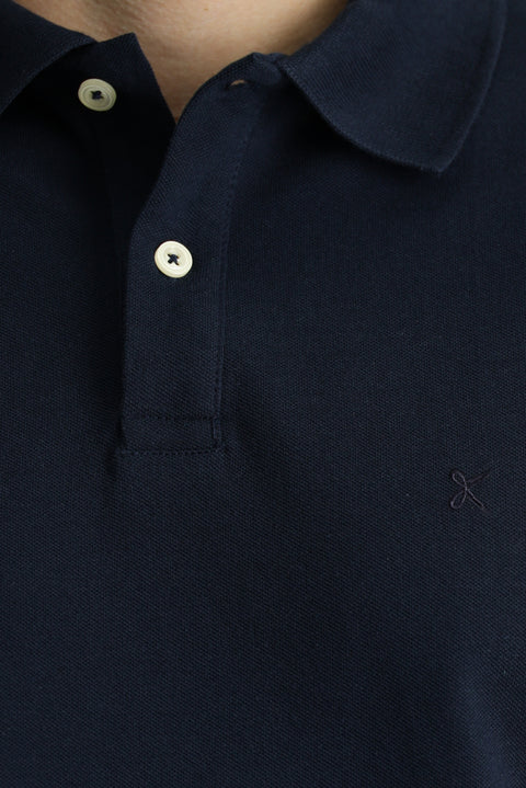 Dark Navy Regular Fit Embroidered Cotton Polo Shirt