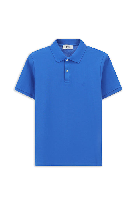 Navy Blue Regular Fit Embroidered Cotton Polo Shirt
