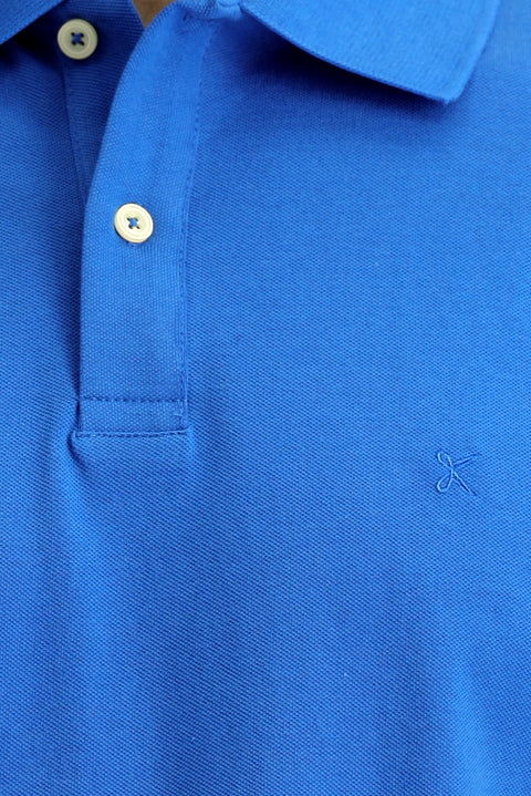 Navy Blue Regular Fit Embroidered Cotton Polo Shirt