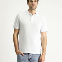 White Regular Fit Embroidered Cotton Polo Shirt