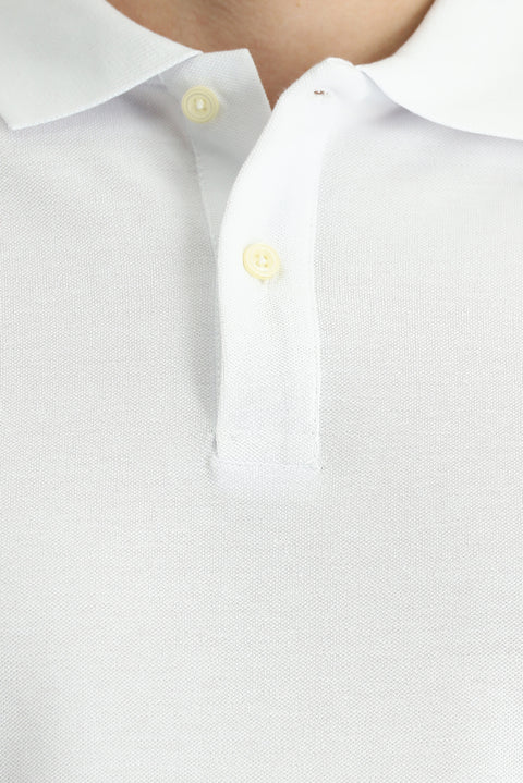 White Regular Fit Embroidered Cotton Polo Shirt