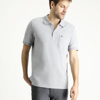 Medium Grey Regular Fit Embroidered Cotton Polo Shirt